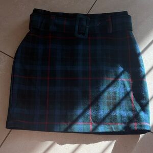 Forever 21 Blue and Red Checkered Mini Skirt